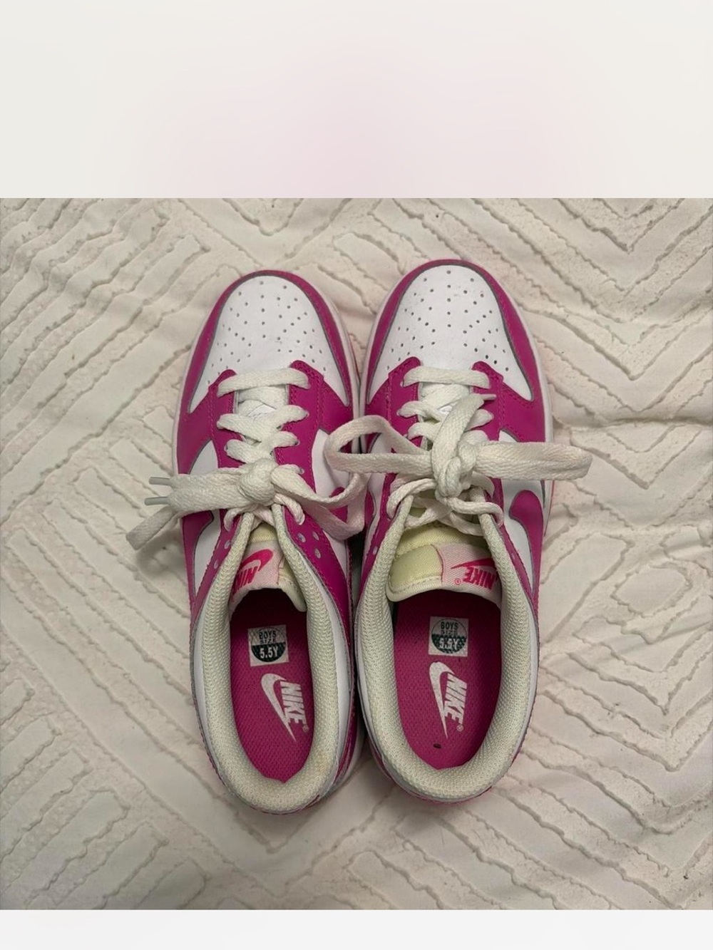 Nike Women’s White and Hot Pink Low-Top Sneakers